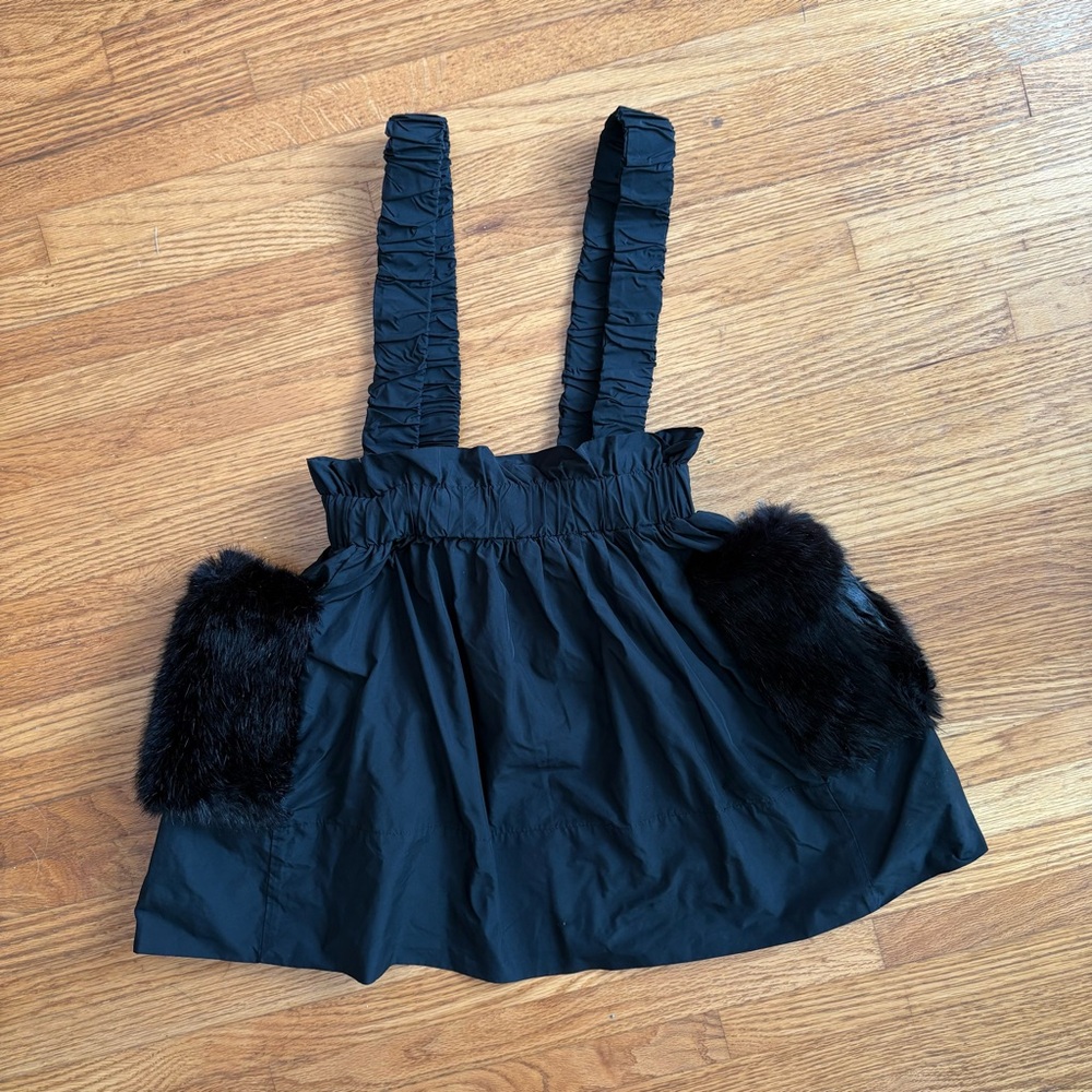 Carbon Solider girls jumpsuit dress 7 Black Sleeveless Top with Fur side